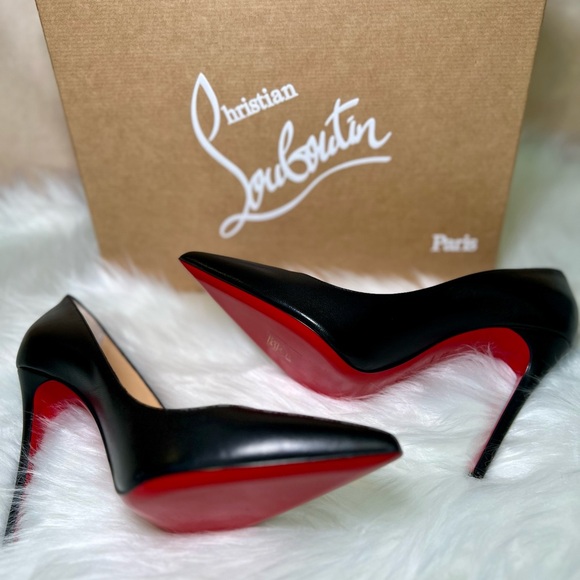 ❤️ CHRISTIAN LOUBOUTIN Apostrophy Leather Pointed Red-Sole Pumps ❤️ - Picture 1 of 12
